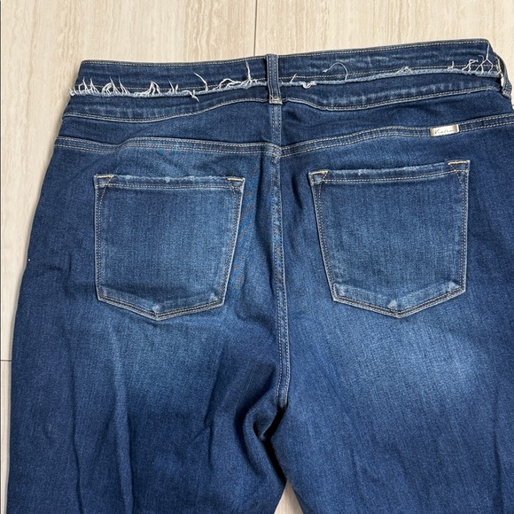 Kancan Dark Blue Flare Jeans with Raw Hem - Picture 5 of 6
